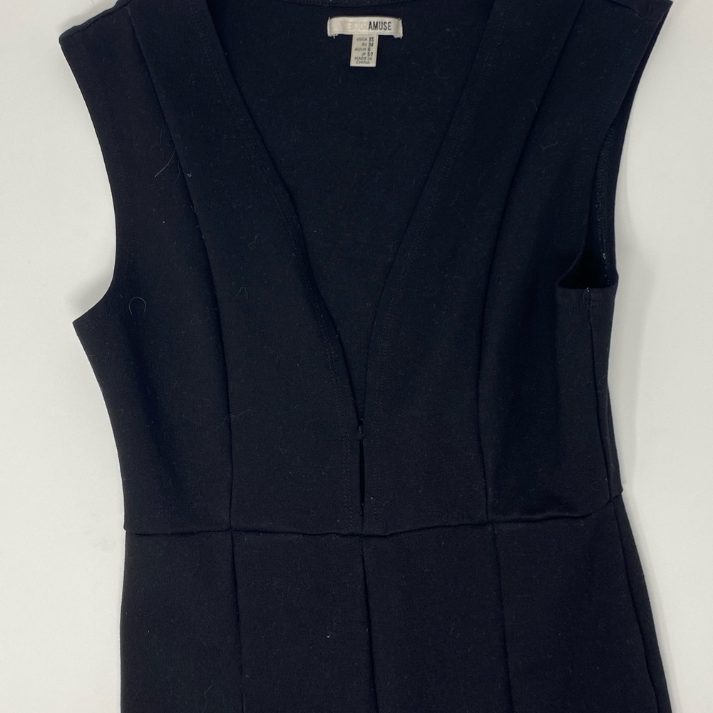 Black deep V pantsuit